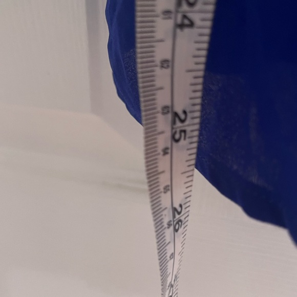 NWT INC Cerulean Blue rolled sleeve v-neck pull-over Blouse Petite Large - Picture 6 of 9